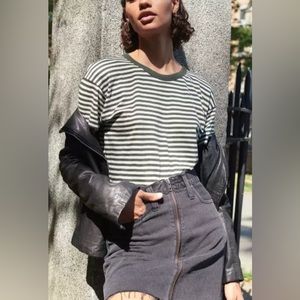 Madewell Striped T-shirt Green White Stripes